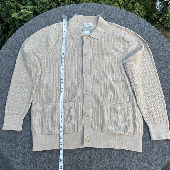Goodfellow & Co Light Beige Ribbed Button-Front Cardigan - Picture 3 of 6